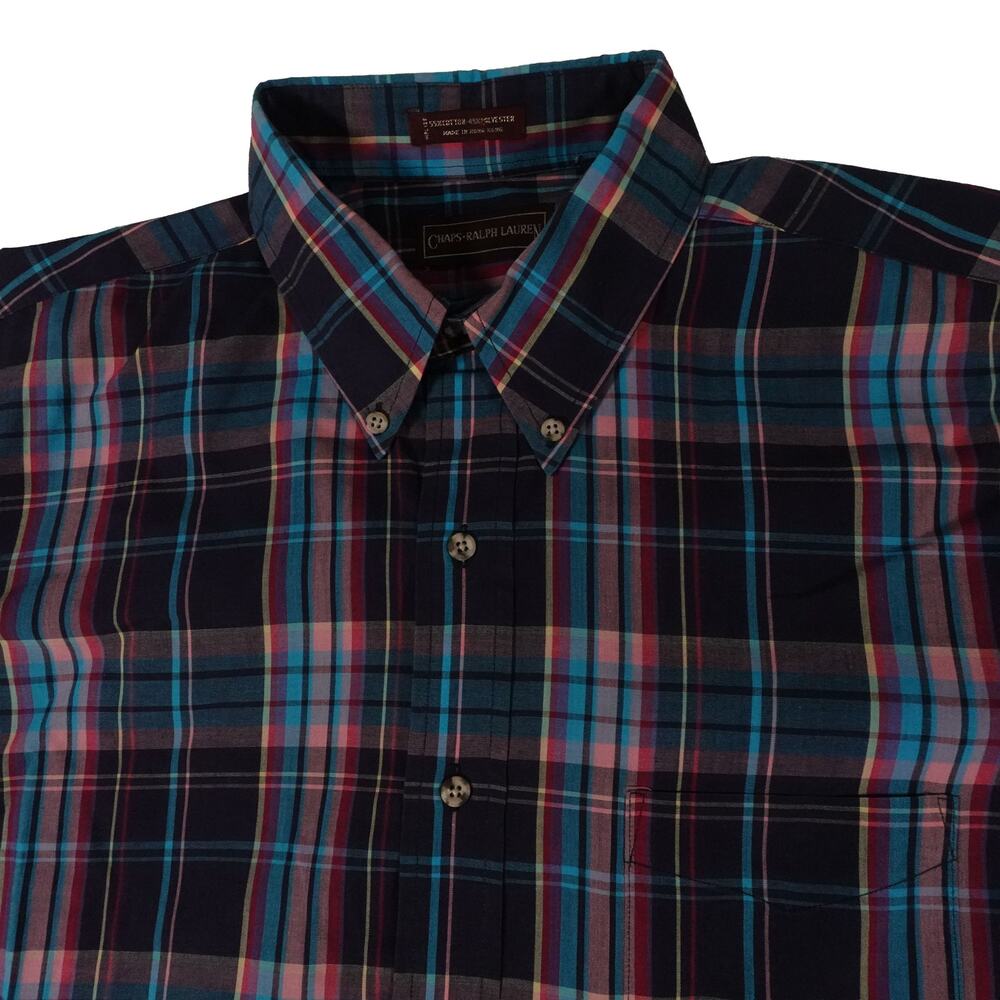 Ralph Lauren Chaps Y2K Vintage Plaid Button Up Long Sleeve Shirt Men's Large